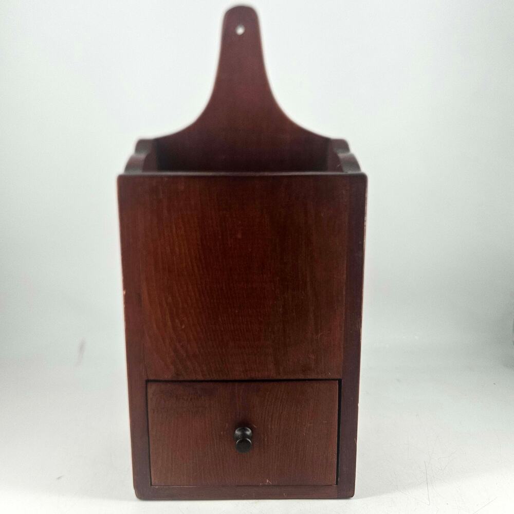 Vintage colonial style wall hanging wood pipe box n candle or match holder